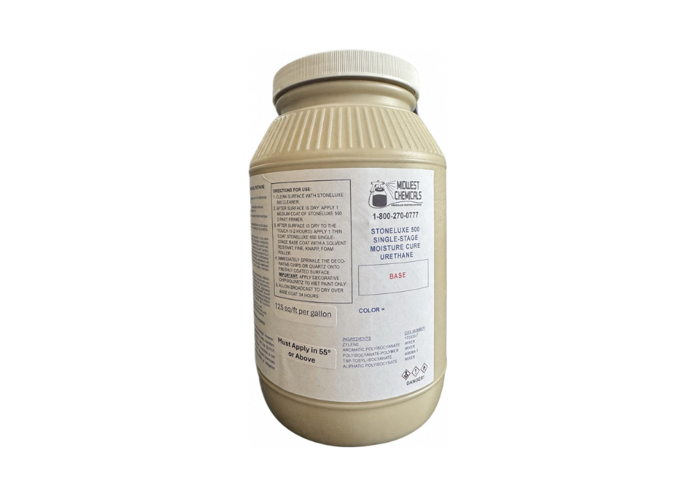 Stoneluxe 500 moisture cure urethane base coat for decorative concrete and garage floor coating systems