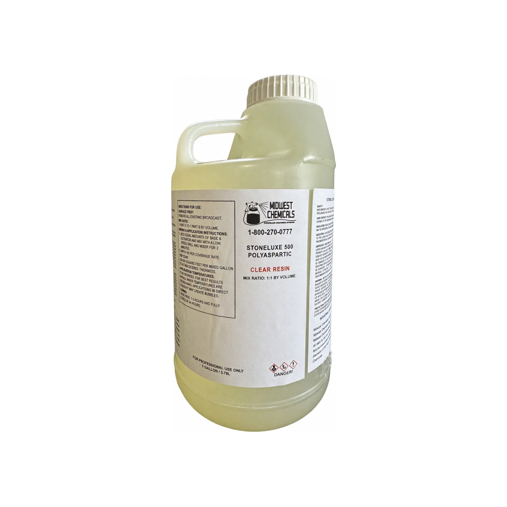 Stoneluxe 500 Polyaspartic resin for decorative concrete, quartz, and garage floor coating systems
